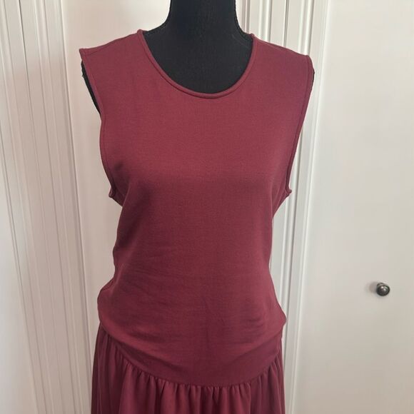 Anthropologie Maroon Red Drop Waist Maxi Dress‎ Large - Picture 3 of 7
